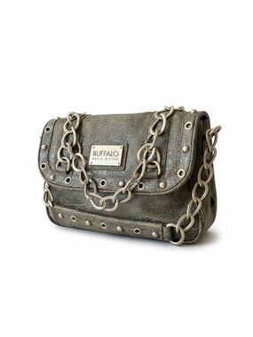 Buffalo Croc Embossed Studded Chain Bag Edgy Y2k Style Grunge Indie Sleeze